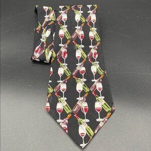 NICOLE MILLER Wine with Wine Glasses Men’s Neck Tie